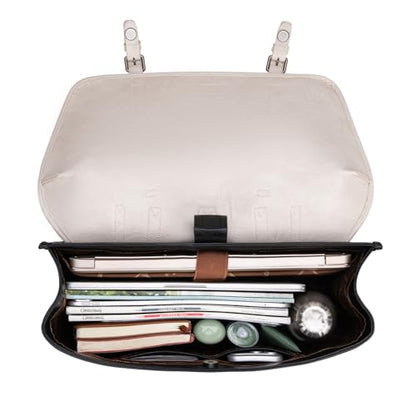 Wrangler Laptop Bag for Women Messenger Bag Briefcase Computer Backpack Convertible Satchel Bag - color: Beige & Black, size: 15.6 inch