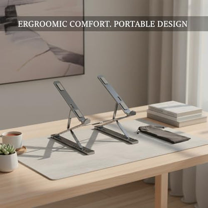 Laptop Stand, Adjustable Aluminum Notebook Riser with 360-Degree Rotation, Foldable Portable Computer Holder for Desk