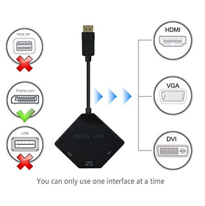 DP to HDMI VGA DVI Adapter Displayport to HDMI 4K Adapter 3 in 1 Display Port to HDMI VGA DVI Converter Male to Female Gold-Plated (Diamond Shaped)… (Diamond Shaped) - color: Diamond Shaped