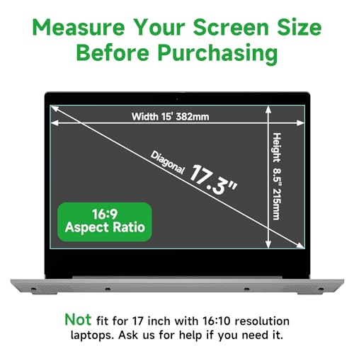 2 Pcs 17.3 Inch Anti Blue Light Screen Protector, Reduce Eye Strain Matte Anti Glare Computer Screen Cover, Blue Light Blocking Screen Protector for HP/Lenovo/Dell/ASUS/Acer/Samsung 17.3’’ with 16:9 - size: 17.3 inch with 16:9 aspect ratio