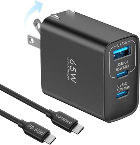 65W USB C Charger Block, 3 Ports GaN Wall Charger Foldable Compact Type C Fast Charging for MacBook iPad Pro/Air, iPhone 15/16 Pro/Pro Max, for Samsung Galaxy S24/S23, Black - color: Black, size: 65W, style: 1-pack