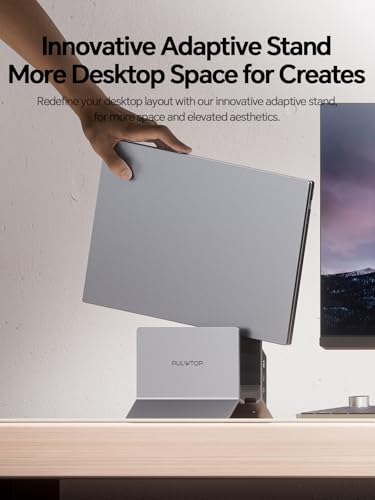 USB C Docking Station Dual Monitor 4K@60Hz, Laptop Dock with Vertical Stand | PULWTOP 11-in-1 Laptop Docking Station with USB-C&USB-A 10Gbps, Gigabit Ethernet, PD for Dell/Lenovo/Windows Laptops, Gray - color: Gray