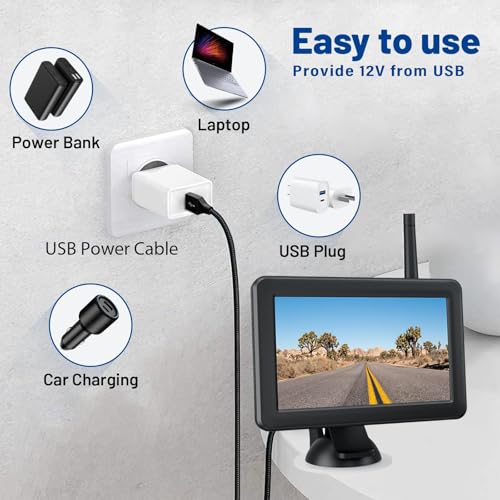 EWAY USB to DC Car Charger Cable for Furrion FOS07TADS Vision S Monitor Power Supply Cord, Replacement for FOS48TA-BL FOS48TAPK-BL Hitch Wireless Backup Camera 7 inch Screen Display Charging Cable