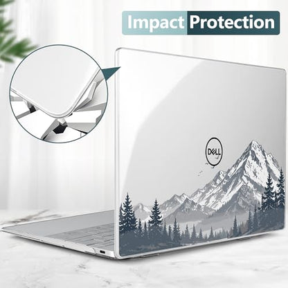 Batianda Mountain Escape Case for Dell XPS 13 Laptop 2024 2025 | Fits Model Number 9340/9345/9350 13.4" Display, Slim Hard Shell, Lightweight Scratch-Resistant with Professional Protection - color: Misty Mountain
