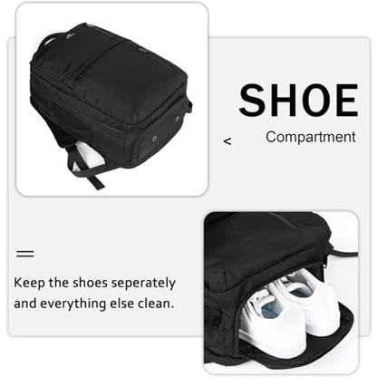 MATEIN Travel Laptop Backpack, Flight Approved Carry on Backpack, Black | Shoe Compartment, Large Personal Item Bag, Fits 15.6 Inch Laptop, Water Resistant, Overnight Luggage Bag, Weekender Bag - color: Black, size: Large