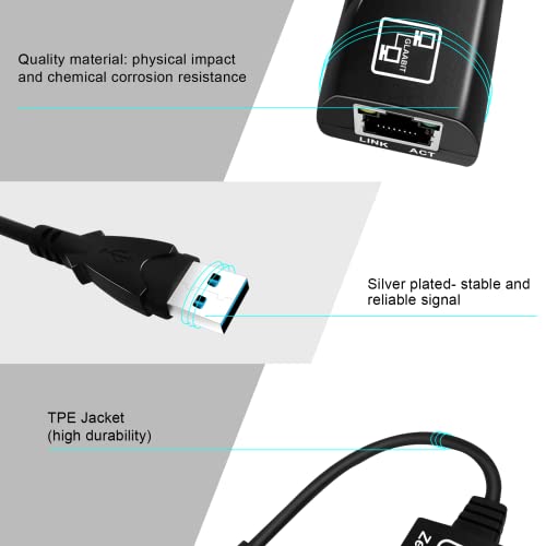 (Upgraded) Zettaguard USB 3.0 and 2.0 to Ethernet 10/100/1000 Fast LAN Wired Network USB Ethernet Adapter for MacBook, Chromebook, Windows 10 and compatible with Nintendo Switch.