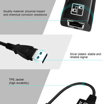 (Upgraded) Zettaguard USB 3.0 and 2.0 to Ethernet 10/100/1000 Fast LAN Wired Network USB Ethernet Adapter for MacBook, Chromebook, Windows 10 and compatible with Nintendo Switch.