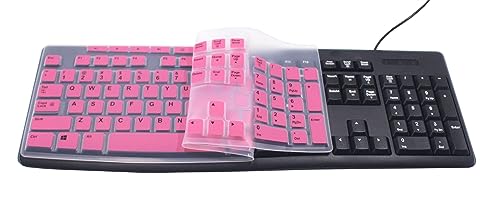 Ultra Thin Desktop PC Silicone Keyboard Cover Skin Protector Compatible for Logitech MK295 MK275 MK270 Wireless Keyboard, Logitech K200 K260 K270 MK200 MK260 Keyboard - Pink - color: Pink
