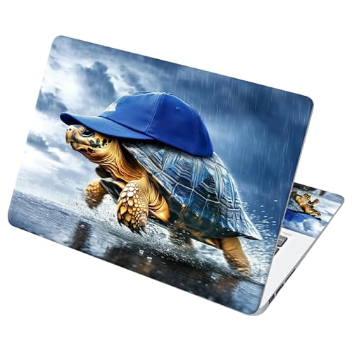 Universal Laptop Skin Sticker with 2 Wrist Pad Decals, 3-Piece Removable Vinyl Laptop Cover, Turtle Blue Hat Waterproof Anti-Scratch, Easy-Trim Fit for 13.3" 14" 15.6" Laptops - color: Turtle Blue Hat