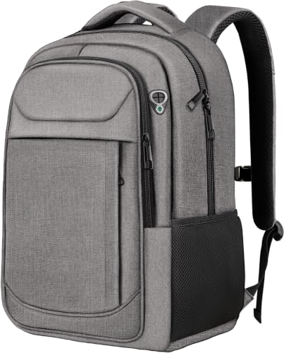 17" Travel Laptop Backpack, Airline Approved Computer Bag, Grey | Padded Laptop Compartment, Water-Resistant, Anti-Theft Pocket, Luggage Strap, 40L Storage for Work Travel College - color: Grey, size: 17.3 Inch(40L)