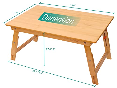 Lap Desk for Bed, COIWAI Bed Desk Bed Table Tary, Low Desk Table, Folding Floor Table, Adjustable Height, Portable Foldable Picnic Desk,Serving Breakfast Coffee in Bed Couch Floor .Bamboo - size: 23.6"*15.8" Height-adjustable