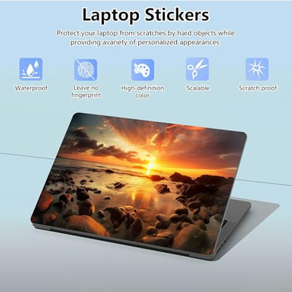 Universal Laptop Skin Sticker with 2 Wrist Pad Skins, Waterproof Scratch Resistant Vinyl Laptop Cover Decal, Cut to Fit for 11–15.6 Inch MacBook HP Dell Lenovo, Beach Sunsets - color: Beach Sunset