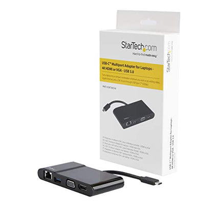 StarTech.com USB-C Multiport Adapter - USB-C Travel Dock with 4K HDMI or 1080p VGA, Gigabit Ethernet, 5Gbps USB-A 3.0 - Discontinued, Limited Stock, & Replaced by DKT31CHVL (DKT30CHV) - style: 1x USB-A 3.0 | HDMI, VGA