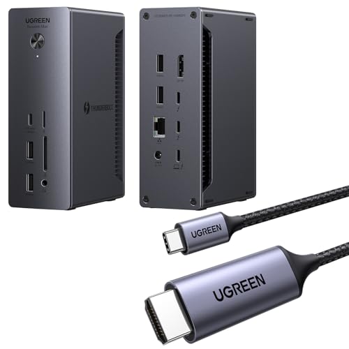 UGREEN Thunderbolt 4 Dock Bundle with UGREEN USB C to HDMI Cable (4K@60Hz) 6.6FT