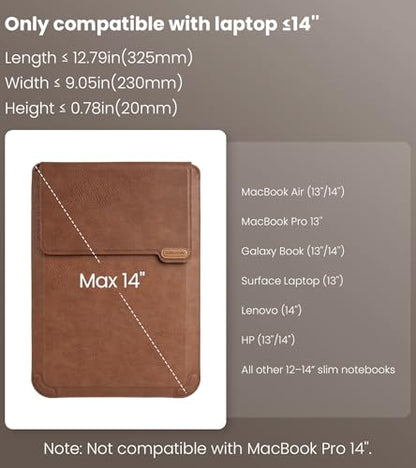 Nillkin Laptop Sleeve 13 inch (3-in-1), MacBook Sleeve with Adjustable Stand & Mouse Pad, 2 Stand Modes, 13 inch Laptop Case, Slim MacBook Accessories for Samsung/Surface/Chromebook/HP 12-14'', Brown - color: Brown
