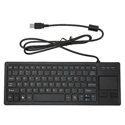 Ultra Thin Mini Compact Wired Keyboard with Touchpad and USB Hub, Scrolling, Plug and Play, Keys for Industrial Applications