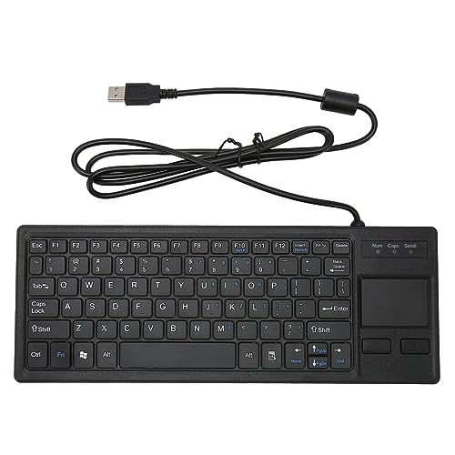 Wired USB Keyboard with Touchpad, Compact Industrial Keyboard Trackpad Combo with HUB Function Ergonomic Keyboard USB Keyboard Trackpad Keyboard for Industrial Food Service Marine