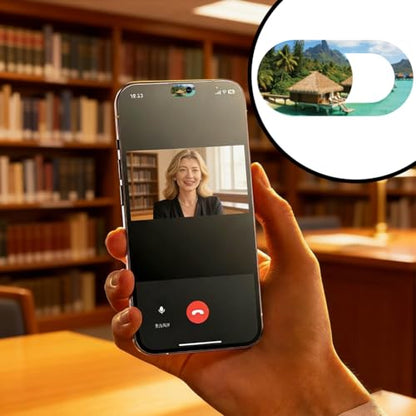 6Pcs 6 Styles Scenery Laptop Camera Cover Slide Beach Privacy Guard Accessories, Phone Front Camera Blocker 0.04 Inch Ultra Thin for Desktop Computer Tablet Notebook Mini PC Office Use - color: Scenery
