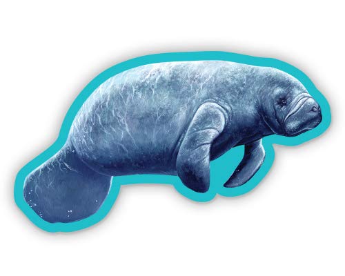 Manatee - 3" Vinyl Sticker - for Car Laptop I-Pad Phone Helmet Hard Hat - Waterproof Decal - size: 3"