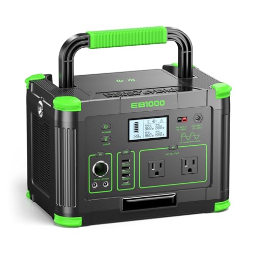 Solar Generator 1000W Portable Power Station for Home Use | 120V Pure Sine Wave AC Outlets, 60W USB-C PD Fast Charging, 10 Ports for RV Trip,Camping,Home Emergency - color: Dark Black