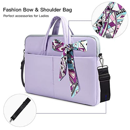 14-15 Inch Laptop Sleeve Shoulder Bag Ladies Women Briefcase for Macbook Pro 14" M5/M4/M3/M2/M1, Macbook Air 15 M5/M4, HP Pavilion x360 14, Dell Inspiron 13, Lenovo Acer ASUS Chromebook 14 Case,Purple - color: Purple, size: 13.5-15 Inch