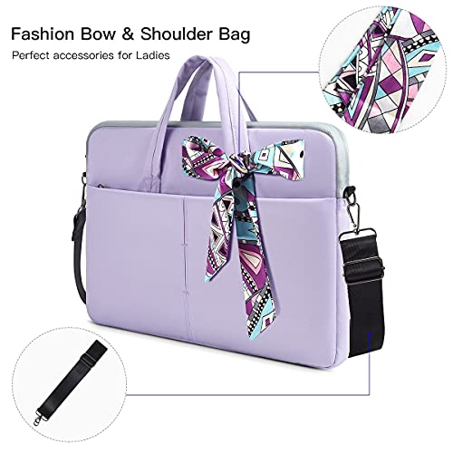 14-15 Inch Laptop Sleeve Shoulder Bag Ladies Women Briefcase for Macbook Pro 14" M5/M4/M3/M2/M1, Macbook Air 15 M5/M4, HP Pavilion x360 14, Dell Inspiron 13, Lenovo Acer ASUS Chromebook 14 Case,Purple - color: Purple, size: 13.5-15 Inch