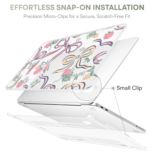 Compatible with MacBook Neo 13 inch (2026 Release A3404) (A18 Pro) with Liquid Retina Display, Printed Slim Protective Case with Screen Protector & Keybaord Cover, Raspberry Bows - color: Raspberry Bows