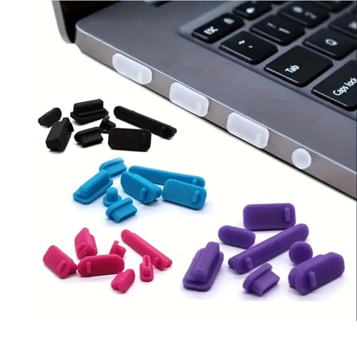 16 PCS Anti-dust Plugs Computer Port Dust Plugs for Desktop Laptop Notebook,Dust Plug Set for Type C/USB C,HDMI,RJ45,SD Card, Headphone Ports, USB Type-C Dust Stopper, Audio Plug-DO NOT Fit MacBook