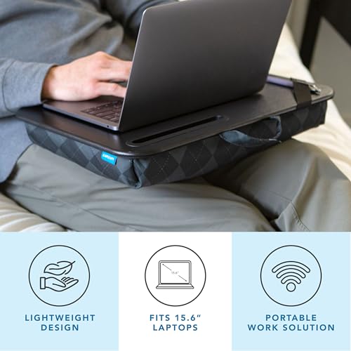 LAPGEAR Designer Lap Desk – Gray Argyle, 2-Pack with Storage Basket - color: Gray Argyle, size: 2-Pack Lap Desks + Basket