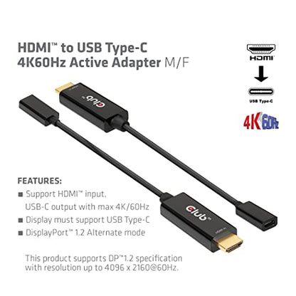 Club3D CAC-1333 HDMI 2.0 to USB Type C 4K60Hz M/F Active Adapter - style: Adapter