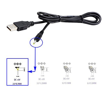 USB 2.0 A Male to DC 2.5x0.7mm Male Adapter Cable 5 Volt DC Barrel Power Jack Charging Cable for Tablet, Electronic Dog, Access Control Attendance (1M DC 2.5x0.7mm)(2packs) - color: 1M DC 2.5x0.7mm