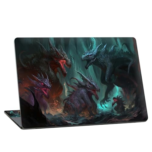 Universal Laptop Skin Sticker with 2 Wrist Pad Skins, Waterproof Scratch Resistant Vinyl Laptop Cover Decal, Cut to Fit for 11–15.6 Inch MacBook HP Dell Lenovo, Fierce Dragon - color: Fierce Dragon
