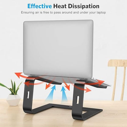 OMOTON Laptop Stand, Detachable Mount for MacBook Air/Pro Dell HP Black | 11-17" Laptop Holder for Desk, Notebook Computer Mount, Lightweight Cooling for Desk, Ergonomic Home Office - color: Black