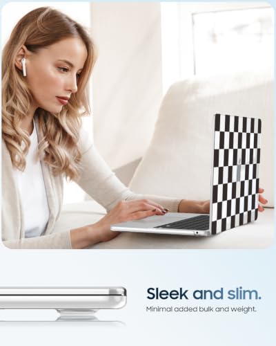 Fintie Case for MacBook Air 13 inch A3449/A3240/A3113/A2681 2022-2026 | M2/M3/M4/M5, Snap On Hard Shell, Full Port Access, Easy On/Off, Lightweight, Checkered - color: Pearl Blue