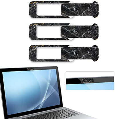 Webcam Cover, 3 Pieces, Laptop Camera Cover, Privacy Shielding Capacity is Twice as Big as The Traditional, Suitable for Computer Mobile Phones, laptops, Tablets and so on (Black Marble) - color: Black marble