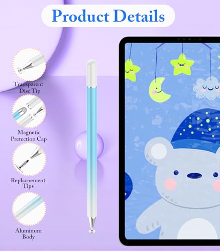 Stylus Pen for Touchscreen, Kenkor 2 in 1 Active iPad Pencil - Pink+ Blue | Stylus Pen for iPad/Android/Switch/iPhone/Samsung/Galaxy/Huawei/Surface/ViVo/OPPO/Lenovo, All Touch Screens Tablet Pencil - color: Pink+Blue