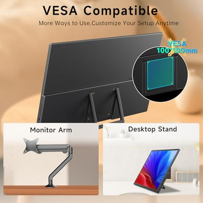 23.8 Inch Portable Monitor for Laptop, 120Hz FHD 1080P IPS External Monitor, 400 Nits HDR Large Second Screen with USB-C HDMI, VESA Compatible Travel Monitor for MacBook PC Phone PS5 Xbox Switch - size: 23.8 Inch