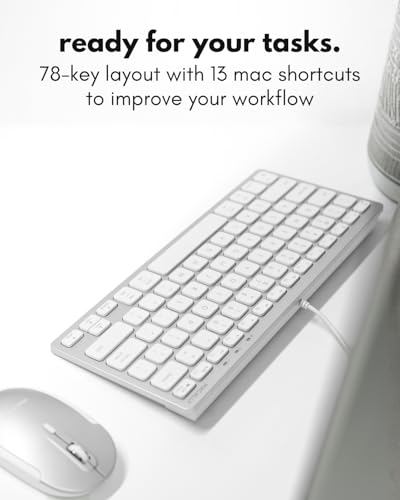 Macally USB C Wired Keyboard for Mac (USB C + USB A) – Compatible Keyboard for MacBook Pro/Air, iMac & MacMini – Compact Mac Keyboard - color: Aluminum