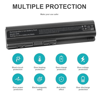484170-001 497694-001 498482-001 484170-002 485041-001 Laptop Battery for HP Pavilion DV4-2040US DV5-1010 CQ40 CQ45 CQ50 CQ60 EV06 G50 G60 G70 G71 G60-535DX Compaq Presario CQ60 CQ50 CQ40 CQ70 CQ45 - size: 8.07*2.05*0.83inch DV4