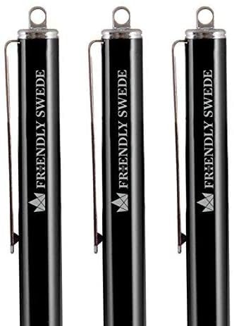 The Friendly Swede Stylus Pen for Touchscreen with Replaceable Thin Tips | 3 Spare Rubber Tips, 3 Elastic Lanyards, Microfiber Cleaning Cloth Included, 3-Pack 7.3" High Precision Stylus Pen, Black - color: Black