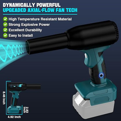 Jet Dry Mini Blower for Makita 18V Battery | 500W Compressed Air Duster | 400g Wind Speed | 3 Adjustable Speeds | Electric Cordless Air Blower for PC Keyboard Electronics Cleaning - size: 500W for Maki*ta 18V