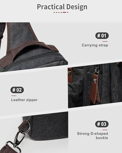 Messenger bag for Men,Small Sling Crossbody Backpack Shoulder Bag for Men Women,canvas Strap Backpack Sling Bag - color: A-black