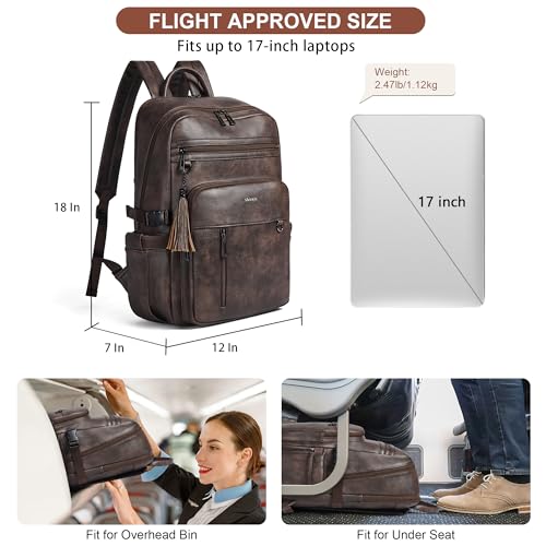 Shrrie Vegan Leather Laptop Backpack for Women,17 Inch Computer Backpack Purse for Work Business College Travel Teacher Nurse with Anti-theft Pocket & Giant Tumbler Holder Pocket,Chocolate - color: Chocolate