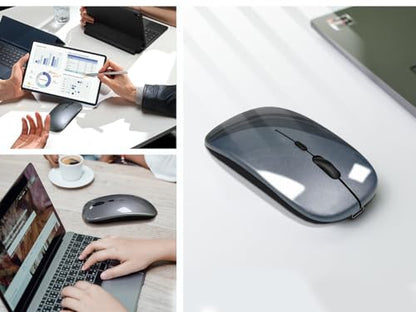 Wireless Bluetooth Mouse for iPad/MacBook Pro/Air/Laptop/pc Rechargeable Silent Mouse Portable Slim for Surface Pro/Lenovo/Samsung Tablet (Gray) - color: Gray