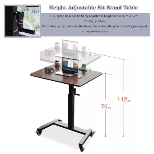 Height Adjustable Standing Desk, Laptop Table with Wheels Rocker, Portable Mobile Study Desk, Steel Frame Stable Side Table,Easy to Install(A) - color: A