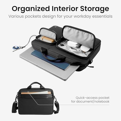 tomtoc A33 Slim 13-14 Inch Laptop Shoulder Bag for MacBook Air/Pro M5/M4/M3, Briefcase with Accessory & Document Storage, Water-Resistant & Durable Recycled Fabric - size: 13-14 Inch Laptop