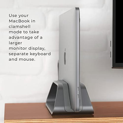 HumanCentric Vertical Laptop Stand Compatible with MacBook Pro & Air | PC Desk Stand, Aluminium, Exchangeable Inserts for Different Device Models, Space Grey, Fits MacBook Pro & MacBook Air - color: Space Gray