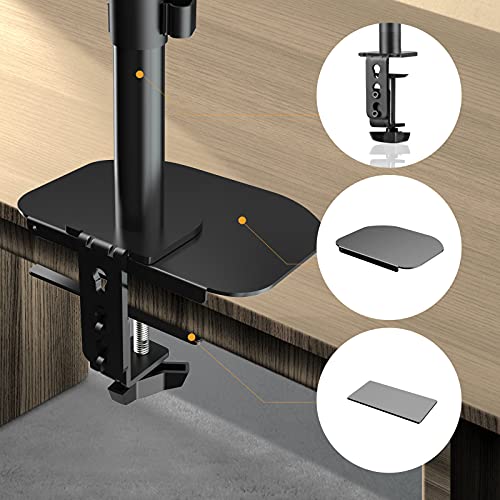 Pholiten Laptop Desk Mount with Gas Spring Arm+Steel Bracket Plate Reinforcement for Glass Desk