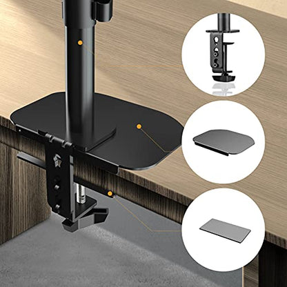 Pholiten Laptop Desk Mount with Gas Spring Arm+Steel Bracket Plate Reinforcement for Glass Desk