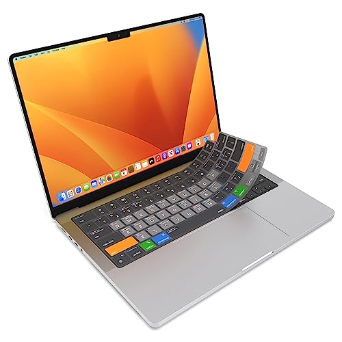 JCPal MacOS Shortcut Guide Keyboard Cover for MacBook Pro/Air/Neo | Ultra-thin, Color-Coded Hotkeys, Washable, US Layout; Fits MacBook Pro 14 & 16 inch M1-M5, Air 13 & 15 inch M2-M5 & Neo - size: MacBook Pro 14/16 (M1-M5), Air 13/15 (M2-M5), Neo